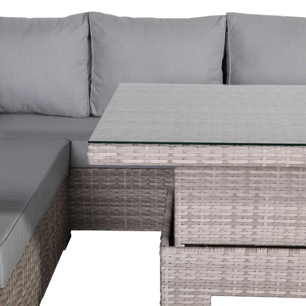 Ashford Rattan Garden Furniture Corner Sofa Set With Rising Table (Rectangle) - Right Hand