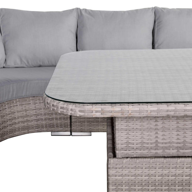 Ashford Rattan Garden Furniture Corner Sofa Set With Rising Table (Square) - Right Hand