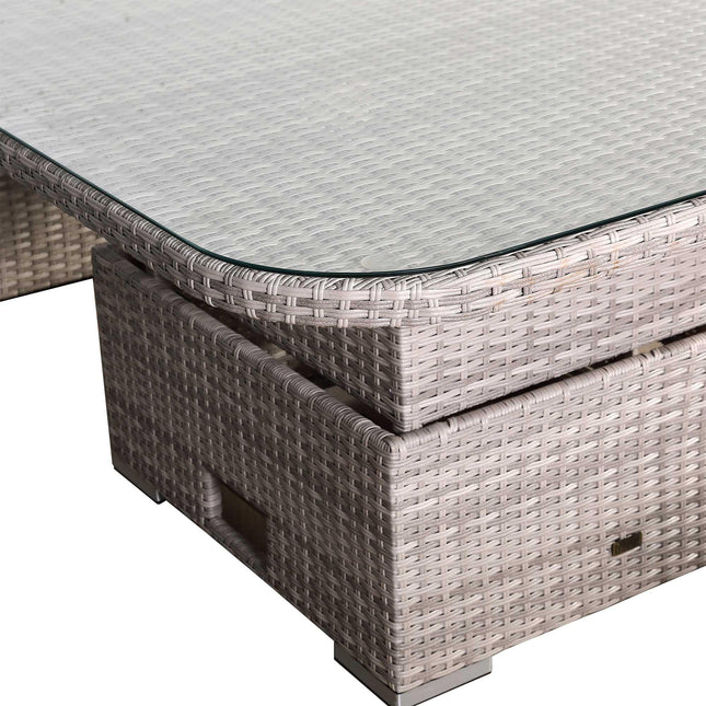 Ashford Rattan Garden Furniture Corner Sofa Set With Rising Table (Square) - Right Hand