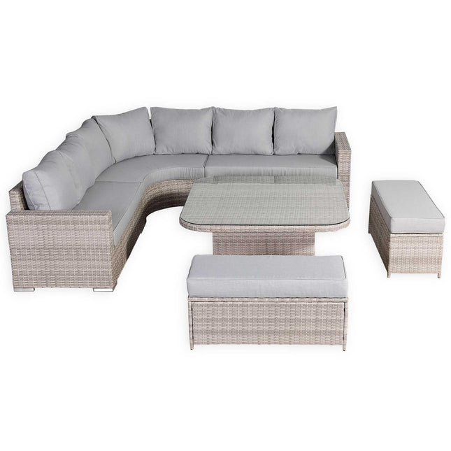 Ashford Rattan Garden Furniture Corner Sofa Set With Rising Table (Square) - Right Hand