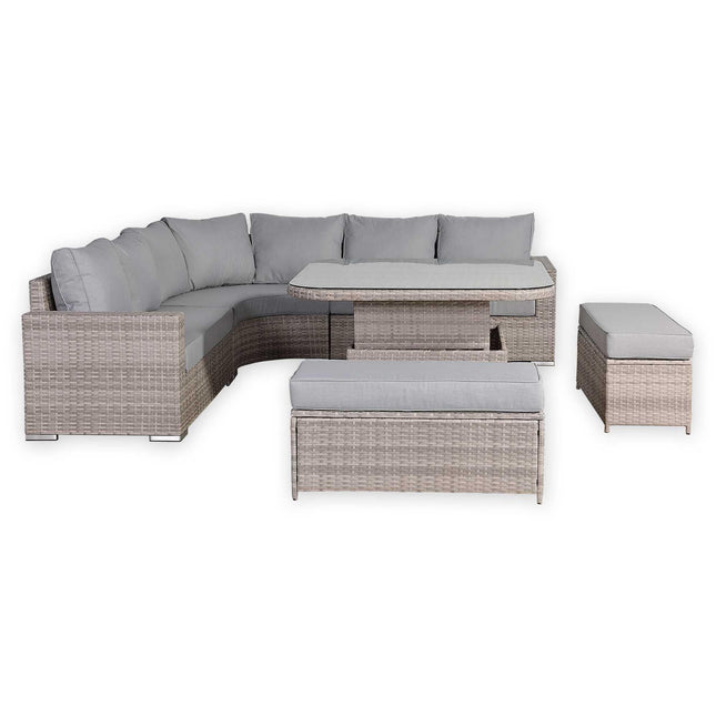 Ashford Rattan Garden Furniture Corner Sofa Set With Rising Table (Square) - Right Hand