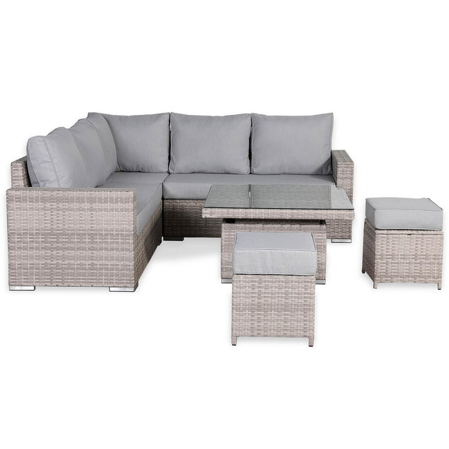 Ashford Rattan Garden Furniture Corner Sofa Set With Rising Table - Left Hand