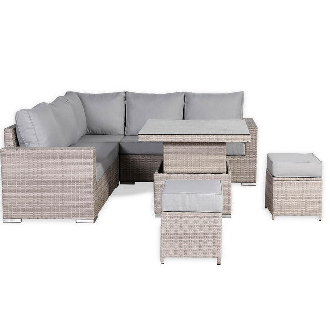 Ashford Rattan Garden Furniture Corner Sofa Set With Rising Table - Left Hand