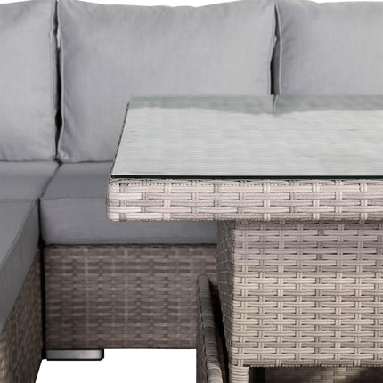 Ashford Rattan Garden Furniture Corner Sofa Set With Rising Table - Left Hand