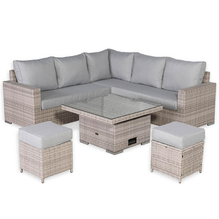 Ashford Rattan Garden Furniture Corner Sofa Set With Rising Table - Left Hand