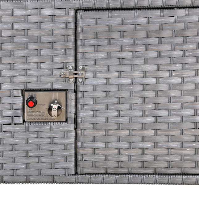 Calista Rattan Garden Furniture Corner Sofa Set With Firepit Table Grey