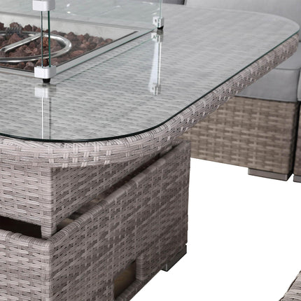 Ashford Rattan Garden Furniture Corner Sofa Set With Firepit Rising Table (Square) - Right Hand