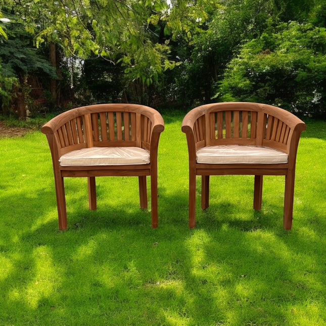 Harmony Curved Teak Garden Bench Set Vertical